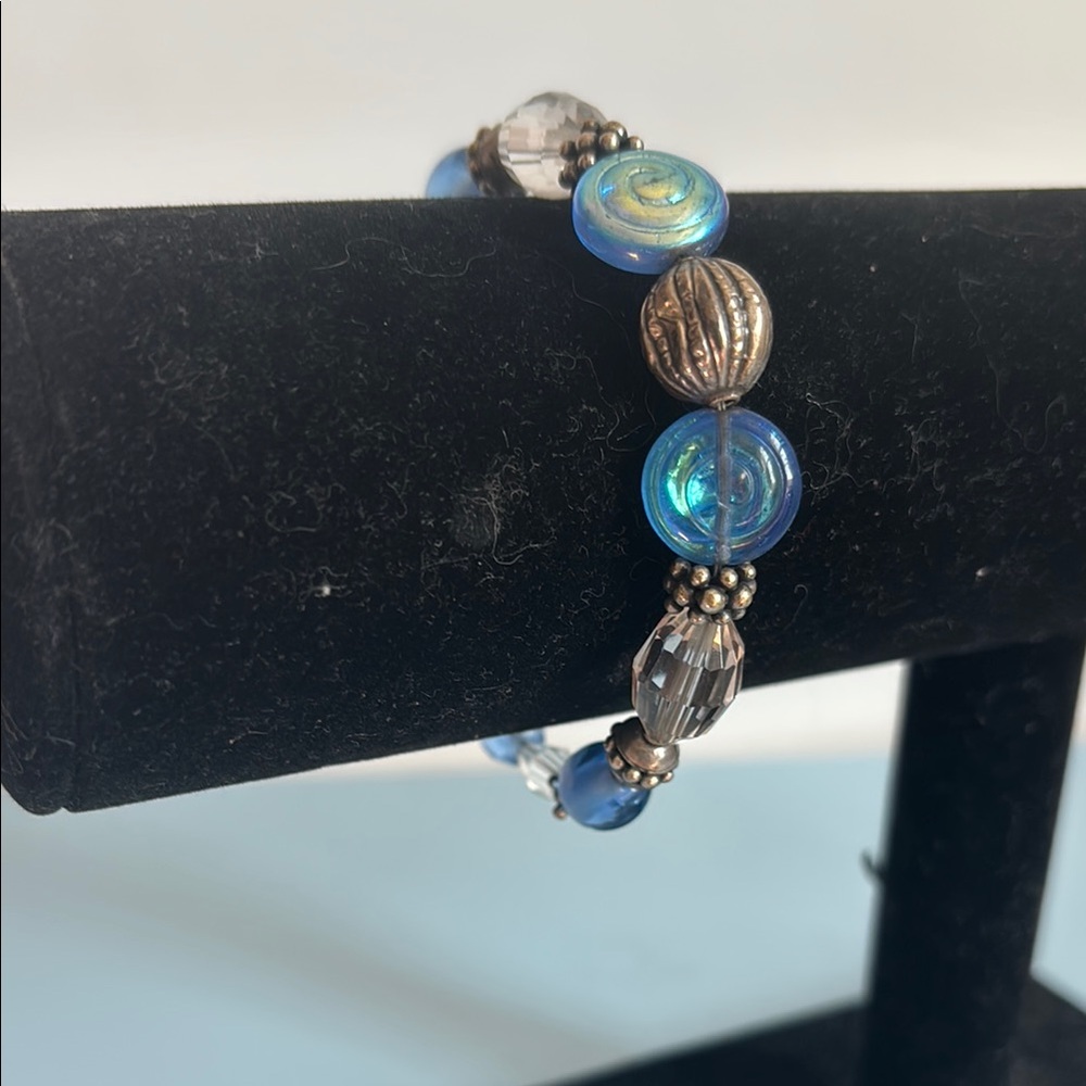 Blue and Silver Beaded Bracelet